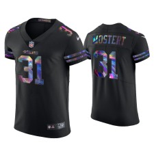 Men's San Francisco 49ers #31 Raheem Mostert Black Golden Edition Holographic Jersey