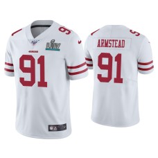 Men's San Francisco 49ers #91 Arik Armstead Super Bowl LIV White Vapor Limited Jersey