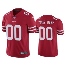 Men's San Francisco 49ers #00 100th Season Custom Scarlet Vapor Limited Jersey