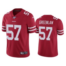 Men's San Francisco 49ers #57 Dre Greenlaw 100th Season Scarlet Vapor Limited Jersey