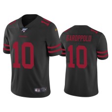 Men's San Francisco 49ers #10 Jimmy Garoppolo 100th Season Black Vapor Limited Jersey