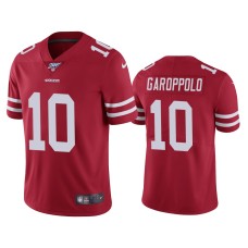 Men's San Francisco 49ers #10 Jimmy Garoppolo 100th Season Scarlet Vapor Limited Jersey