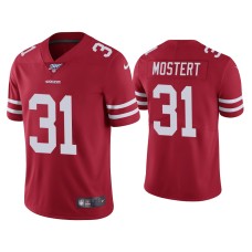 Men's San Francisco 49ers #31 Raheem Mostert 100th Season Scarlet Vapor Limited Jersey