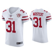 Men's San Francisco 49ers #31 75th Anniversary Raheem Mostert White Elite Jersey