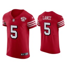 Men's San Francisco 49ers #5 75th Anniversary Trey Lance Scarlet Elite Jersey