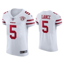 Men's San Francisco 49ers #5 75th Anniversary Trey Lance White Elite Jersey