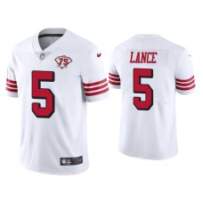 Men's San Francisco 49ers #5 75th Anniversary Trey Lance White Limited Jersey