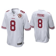 Men's San Francisco 49ers #8 Steve Young White 75th Anniversary Patch Game Jersey