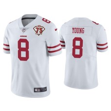 Men's San Francisco 49ers #8 Steve Young White 75th Anniversary Patch Limited Jersey