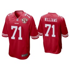 Men's San Francisco 49ers #71 Trent Williams Scarlet 75th Anniversary Patch Game Jersey