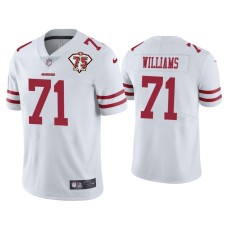 Men's San Francisco 49ers #71 Trent Williams White 75th Anniversary Patch Limited Jersey