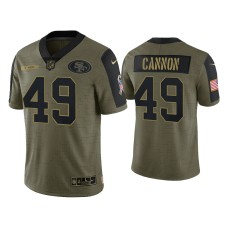 Men's San Francisco 49ers #49 Trenton Cannon Olive 2021 Salute To Service Limited Jersey