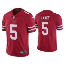 Men's San Francisco 49ers #5 Trey Lance Scarlet 2021 NFL Draft Vapor Limited Jersey