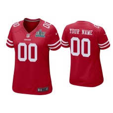 Women's San Francisco 49ers #00 Custom Super Bowl LIV Scarlet Game Jersey