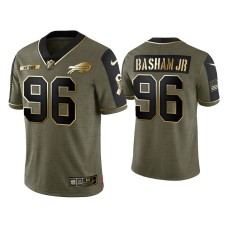 Buffalo Bills #96 Carlos Basham Jr. Olive Gold 2021 Salute To Service Limited Jersey