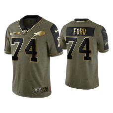 Buffalo Bills #74 Cody Ford Olive Gold 2021 Salute To Service Limited Jersey