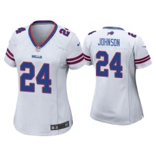 Women's Buffalo Bills #24 Taron Johnson White Game Jersey