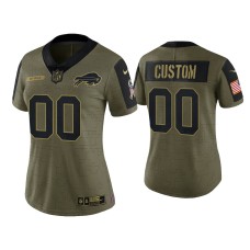 Women's Buffalo Bills #00 Custom Olive 2021 Salute To Service Limited Jersey