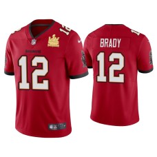 Men's Tampa Bay Buccaneers #12 Tom Brady GOAT Super Bowl LV Champions Red Vapor Limited Jersey