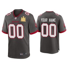 Men's Tampa Bay Buccaneers #0 Custom Super Bowl LV Champions Pewter Game Jersey