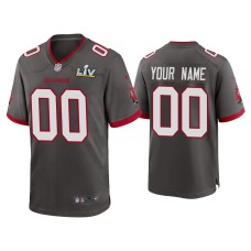 Men's Tampa Bay Buccaneers #0 Custom Super Bowl LV Pewter Game Jersey