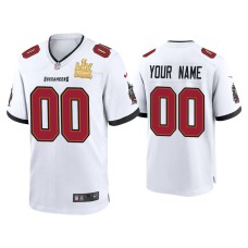 Men's Tampa Bay Buccaneers #0 Custom Super Bowl LV Champions White Game Jersey