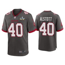 Men's Tampa Bay Buccaneers #40 Mike Alstott Super Bowl LV Pewter Game Jersey