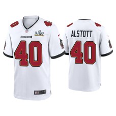 Men's Tampa Bay Buccaneers #40 Mike Alstott Super Bowl LV White Game Jersey