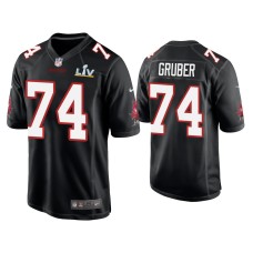 Men's Tampa Bay Buccaneers #74 Paul Gruber Super Bowl LV Black Game Fashion Jersey