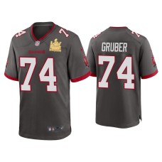 Men's Tampa Bay Buccaneers #74 Paul Gruber Super Bowl LV Champions Pewter Game Jersey