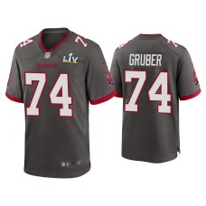 Men's Tampa Bay Buccaneers #74 Paul Gruber Super Bowl LV Pewter Game Jersey