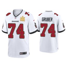 Men's Tampa Bay Buccaneers #74 Paul Gruber Super Bowl LV Champions White Game Jersey