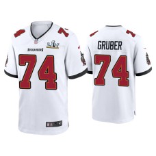 Men's Tampa Bay Buccaneers #74 Paul Gruber Super Bowl LV White Game Jersey