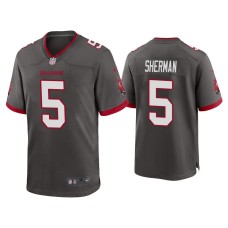 Men's Tampa Bay Buccaneers #5 Richard Sherman Pewter Game Jersey