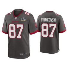 Men's Tampa Bay Buccaneers #87 Rob Gronkowski Super Bowl LV Pewter Game Jersey