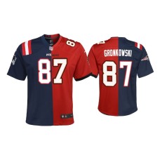 Youth Tampa Bay Buccaneers #87 Rob Gronkowski Red Navy Split Patriots Jersey