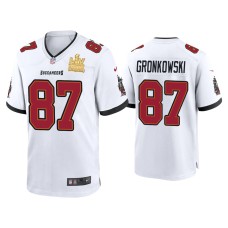 Men's Tampa Bay Buccaneers #87 Rob Gronkowski Super Bowl LV Champions White Game Jersey