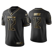 Men's Tampa Bay Buccaneers #12 Golden Edition Vapor Limitd Tom Brady Black Jersey