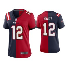 Women's Tampa Bay Buccaneers #12 Tom Brady Navy Red Split Jersey