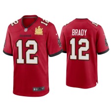 Men's Tampa Bay Buccaneers #12 Tom Brady GOAT Super Bowl LV Champions Red Game Jersey