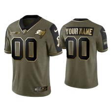 Men's Tampa Bay Buccaneers #0 Custom Olive Gold 2021 Salute To Service Limited Jersey