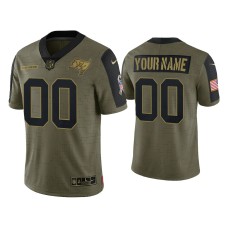 Men's Tampa Bay Buccaneers #0 Custom Olive 2021 Salute To Service Limited Jersey