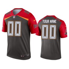 Men's Tampa Bay Buccaneers #0 Custom Pewter Inverted Legend Jersey