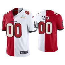 Men's Tampa Bay Buccaneers #0 Custom Red White Super Bowl LV Split Jersey