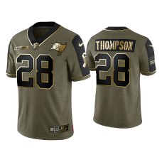 Men's Tampa Bay Buccaneers #28 Darwin Thompson Olive Gold 2021 Salute To Service Limited Jersey