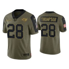 Men's Tampa Bay Buccaneers #28 Darwin Thompson Olive 2021 Salute To Service Limited Jersey