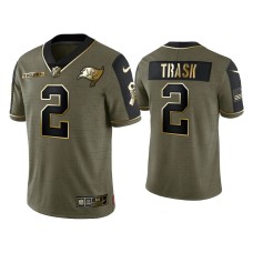 Men's Tampa Bay Buccaneers #2 Kyle Trask Olive Gold 2021 Salute To Service Limited Jersey