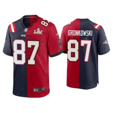 Men's Tampa Bay Buccaneers #87 Rob Gronkowski Navy Red Super Bowl LV Split Game Jersey