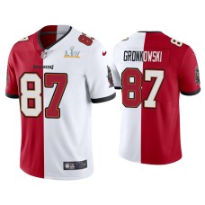 Men's Tampa Bay Buccaneers #87 Rob Gronkowski Red White Super Bowl LV Split Jersey