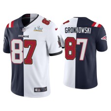 Men's Tampa Bay Buccaneers #87 Rob Gronkowski White Navy Super Bowl LV Split Vapor Limited Jersey